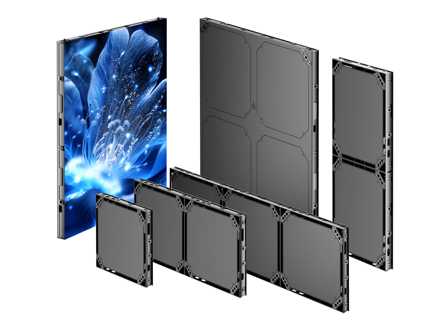 Retail floor with LED poster and shelf screens